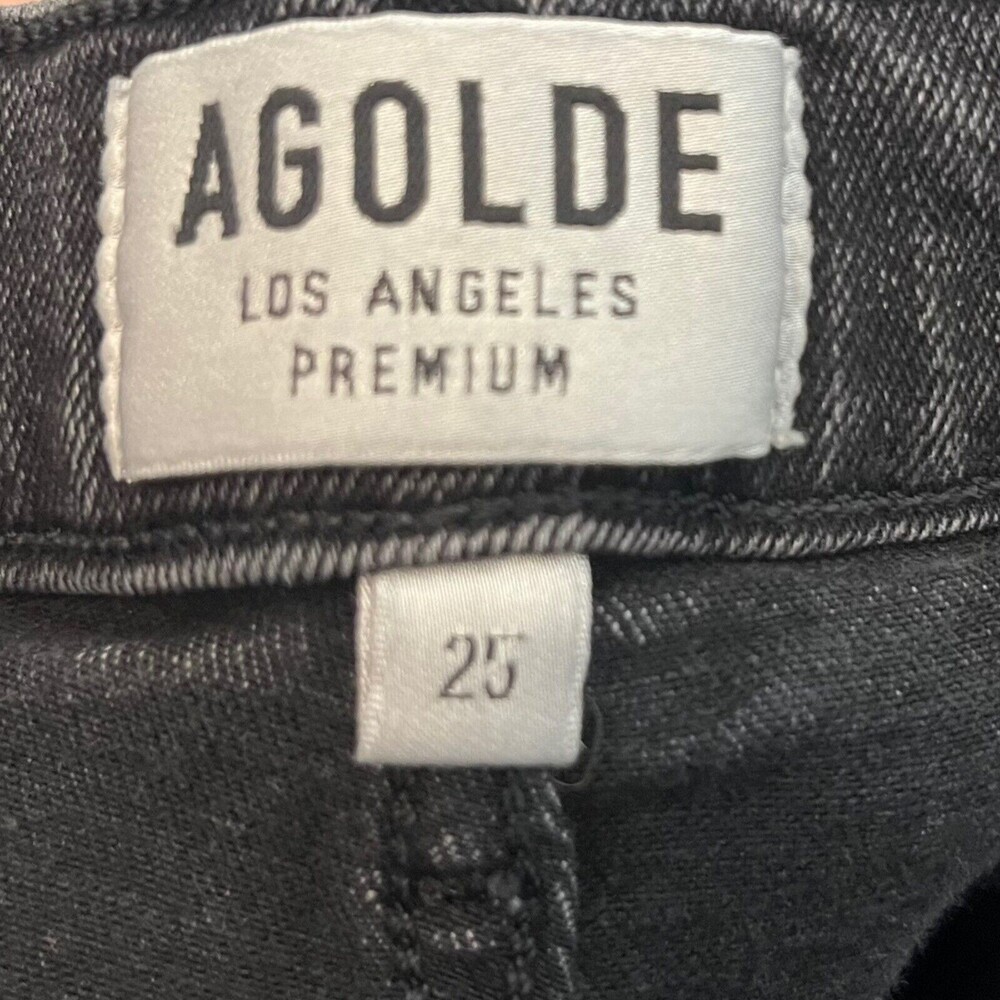 Agolde Sophie High Rise Skinny Distressed Jeans Women's 25 Dark Grey Silence - Picture 11 of 12